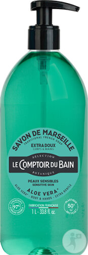 Le Comptoir Du Bain Marseiller Flüssigseife Aloe Vera Empfindliche Haut Pumpflasche 1l