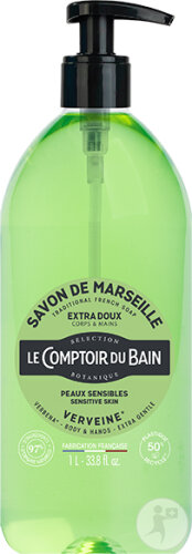Le Comptoir Du Bain Marseiller Flüssigseife Eisenkraut Empfindliche Haut Pumpflasche 1l