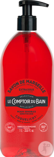Le Comptoir Du Bain Marseiller Flüssigseife Mohnblume Empfindliche Haut Pumpflasche 1l