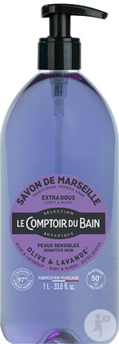 Le Comptoir Du Bain Marseiller Flüssigseife Olive Und Lavendel Empfindliche Haut Pumpflasche 1l