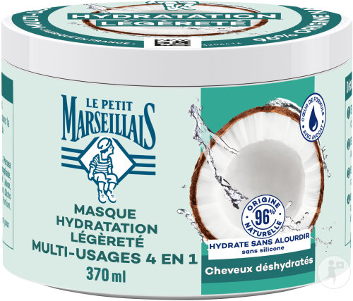Le Petit Marseillais 4in1 Feuchtigkeitsmaske Leichte Leichtigkeit Bio-Kokosnusswasser Tiegel 370ml
