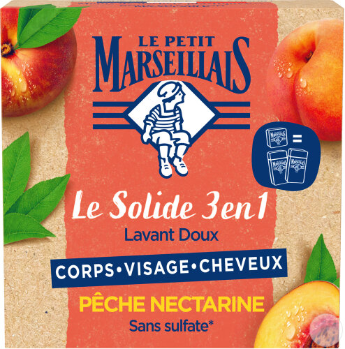 Le Petit Marseillais Le Solide 3In1 Mildes Waschstuck Pfirsich Nektarine Körper Gesicht Haare 80g