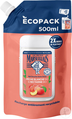 Le Petit Marseillais Nachfüllpackung Duschgel Extra Mild Weißer Pfirsich & Nektarine 500ml