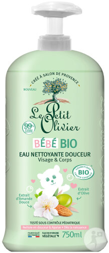 Le Petit Olivier Reinigungswasser Sanftheit Gesicht & Körper Bio Baby Pumpspender 750ml