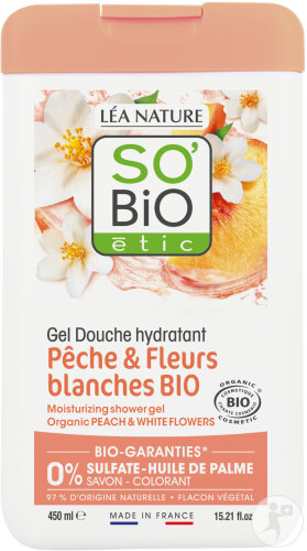 Lea Nature So Bio Étic Feuchtigkeitsspendendes Duschgel Bio-Pfirsich Und Weiße Blumen 450ml