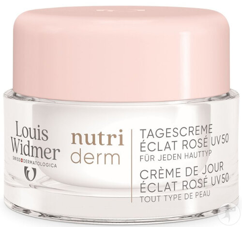 Louis Widmer Nutriderm Tagescreme Rosé-Glanz SPF50 Ohne Parfüm Tiegel 50ml