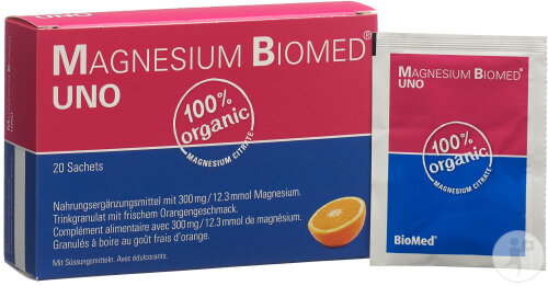Magnesium Biomed Uno Trinkgranulat Orangengeschmack 20 Beutel