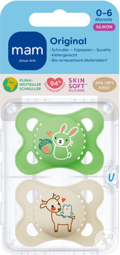 Mam Schnuller Colors of Nature Original Pure Silikon 0-6 Monate Unisex 2 Stück