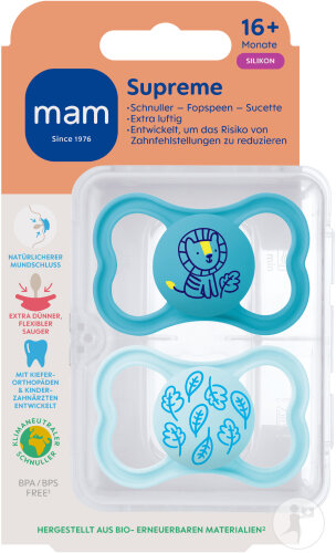 Mam Schnuller Supreme Silicone Pure +16 Monate Blau 2 Stück