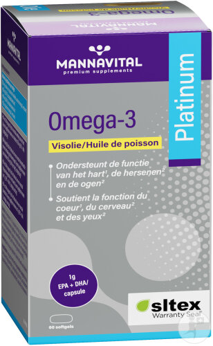 Mannavital Omega-3 Platinum 1250mg Fischöl 60 Weichkapseln
