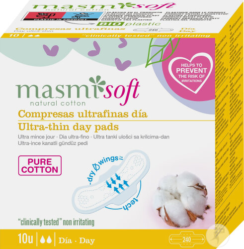 Masmi Ultradünne Tag Damenbinden Aus Bio-Baumwolle Soft 10 Stück