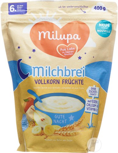 Milupa Gute Nacht Milchbrei Vollkorn Früchte 6+ Monate Beutel 400g