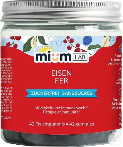 MiumLab Eisen Zuckerfrei 42 Fruchtgummis