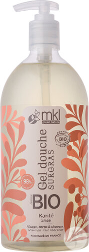 MKL Green Nature Rückfettendes Duschgel Karité Gesicht/Körper/Haar Bio Pumpflasche 1l