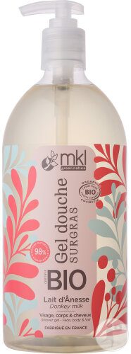 MKL Green Nature Rückfettendes Duschgel Eselinnenmilch Gesicht Körper Haar Bio Pumpflasche 1l