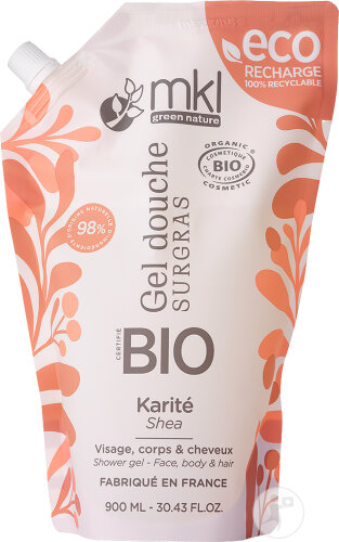MKL Green Nature Rückfettendes Duschgel Shea Bio Öko Gesicht/Körper/Haare Nachfüllbeutel 900ml