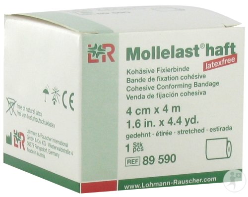 Mollelast Haft Kohäsive Fixierbinde 4cm x 4m 1 Stück (89590)