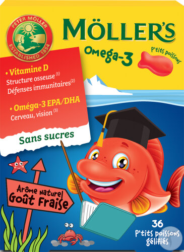 Moller's Omega 3 Kleine Fische Erdbeere 36 Gummis