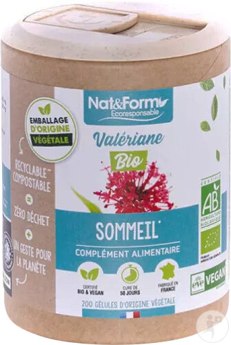 Nat&Form Baldrian Bio Schlaf Nahrungsergänzungsmittel 90 Kapseln