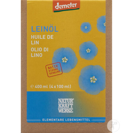 Naturkraftwerke Leinöl Nativ Demeter Flasche 4x100ml