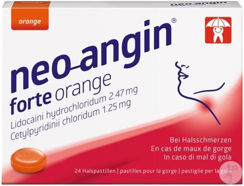 Neo-Angin Forte Lutschtabletten Orange 24 Stück