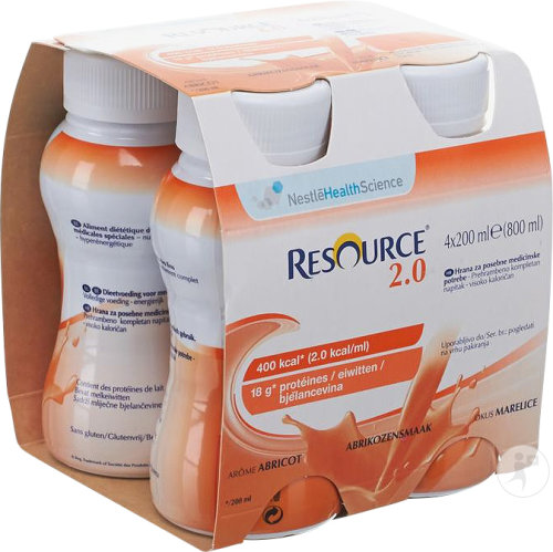 Nestlé Resource 2.0 Aprikosengeschmack Flaschen 4x200ml