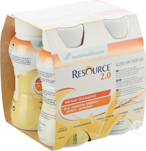Nestlé Resource 2.0 Vanillegeschmack Flaschen 4x200ml