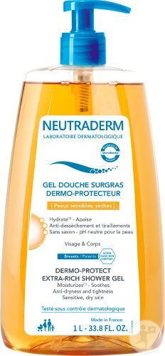 Neutraderm Duschgel Dermo-Schutz Gesicht Und Körper Trockene Und Empfindliche Haut 1l
