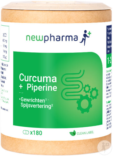 Newpharma Curcuma + Piperine Nahrungsergänzung 180 Kapseln