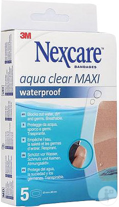 Nexcare 3M Aqua Clear Maxi Waterproof Pflaster 60x88mm 5 Stück