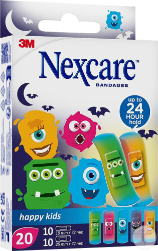 Nexcare 3M Happy Kids Pflaster Assortiert Monsters 20 Stück (N0920MO)