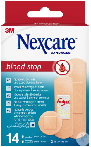 Nexcare Blood Stop Pflaster 3 Größen Sortiment 14 Stück