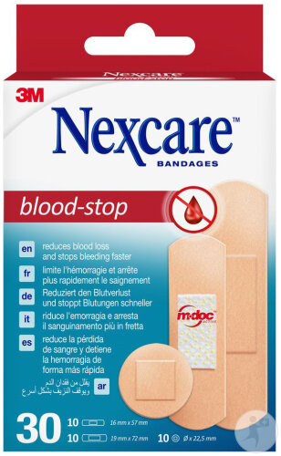 Nexcare Blood Stop Pflaster Sortiment 3 Größen 30 Stück