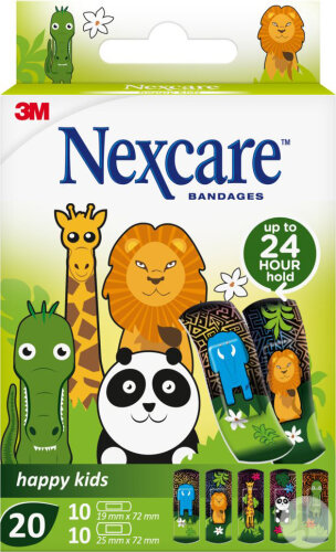 Nexcare Kinderpflaster Happy Kids Animals 2 Größen Sortiment 20 Stück