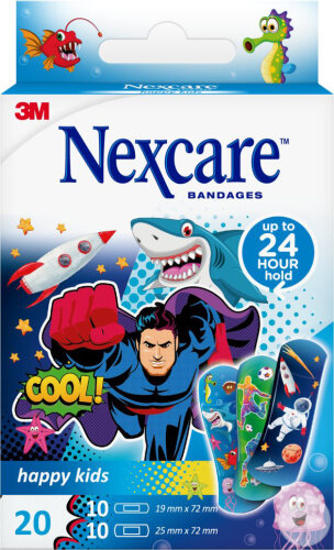 Nexcare Kinderpflaster Happy Kids Cool 2 Größen Sortiment 20 Stück