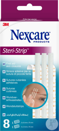 Nexcare Steri-Strip Hautnahtstreifen Weiß 12 Größen Sortiment 8 Stück