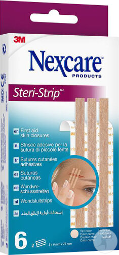 Nexcare Steri-Strip Selbstklebende Hautnähte Beige 6x75mm 2x3 Strips