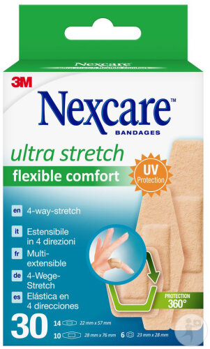 Nexcare Ultra Stretch Comfort Flexible Pflaster 3 Größen Sortiment 30 Stück