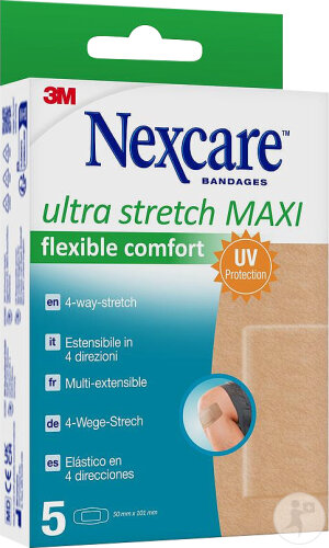 Nexcare Ultra Stretch Maxi Comfort Flexible Pflaster 50mmx101mm 5 Stück
