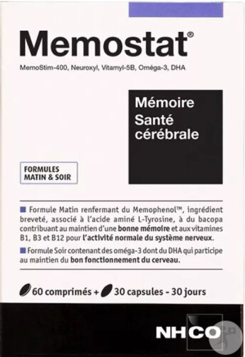NHCO Memostat Gehirngesundheit Und Gedächtnis 60 Tabletten + 30 Kapseln