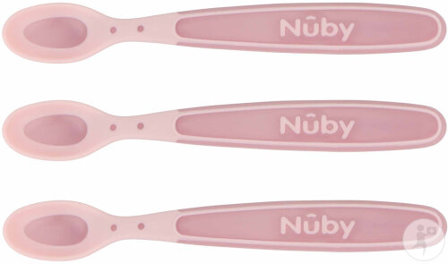 Nûby Patentierter Wärmesensorlöffel Hot Safe Set +3 Monate Rosa 1 Set