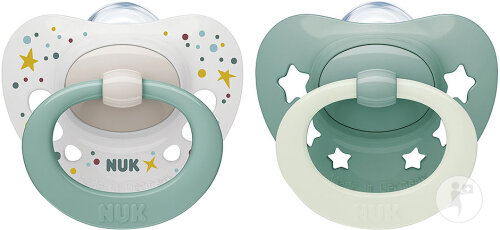 Nuk Classic Night And Day Silikon-­Schnuller 18-36 Monate Grün 3 Stück