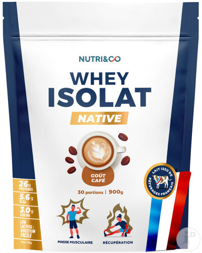 Nutri&Co Native Whey Isolat Protein Pulver Kaffee-Geschmack 900g