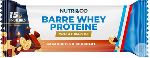 Nutri&Co Native Whey Isolat Proteinriegel Erdnuss & Schokolade Geschmack 50g