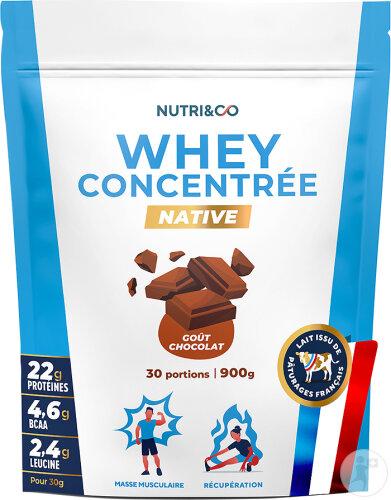 Nutri&Co Native Whey Konzentrat Protein Pulver Schokoladen-Geschmack 900g