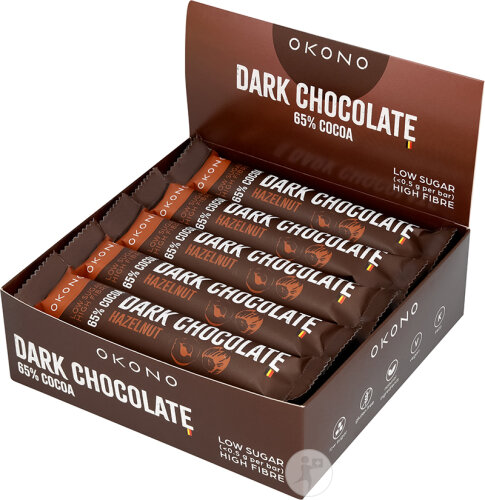 Okono Dunkle Schokolade 65% Kakao Haselnuss 20x35g