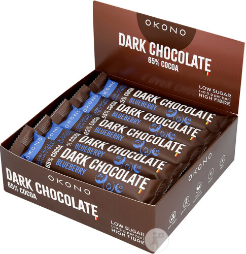 Okono Dunkle Schokolade 65% Kakao Blaubeere 20x35g
