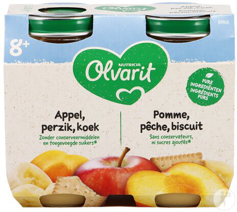 Olavrit Obsthäppchen Apfel Pfirsich Keks 8+ Monate 2x200g