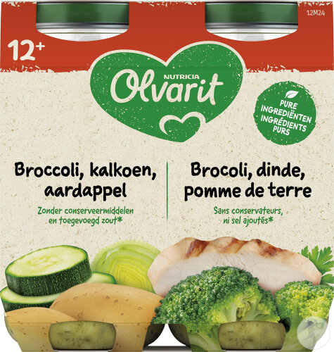 Olvarit Mahlzeit 12m+ Brokkoli Kalkoen Kartoffel 2x250g