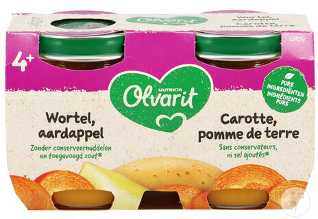 Olvarit Gemüsebrei 4+ Monate Karotte Kartoffel 2x125g